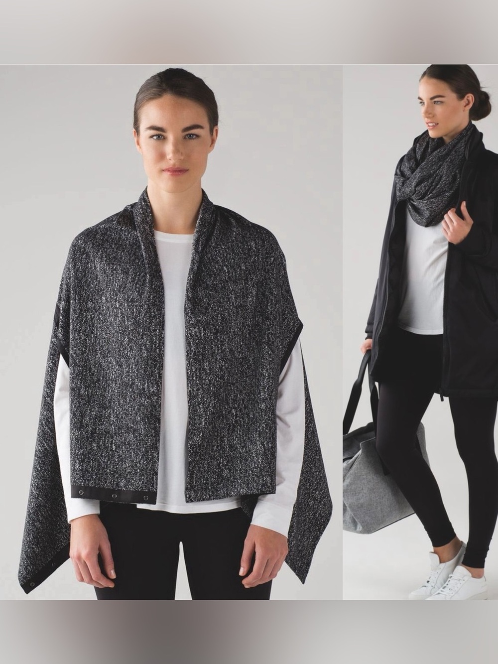 Lululemon Vinyasa Wrap Running Luon Suited Jacquard Black White Winter Scarf